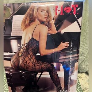 Black Lace Bodystocking with Crisscross Back